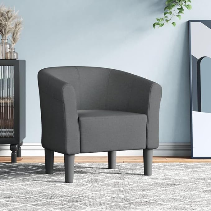 Floor Chair Arm Chair Living Room ChairsSleeper Sofa Tub Chair Dark Gray Fabricfor Apartment Living and Home Office
