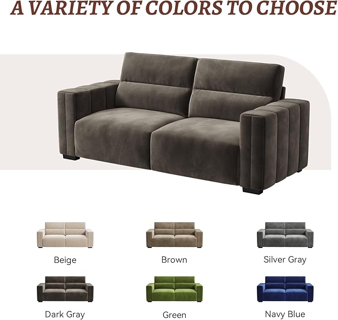 82 Inch Sofa with Extra Deep Seats Oversize Velvet Fabric 2 Seater Sofa for Living RoomModern Couch and Loveseat Comfy Armrests and Seats and Backrests Easy Installation Dark Gray