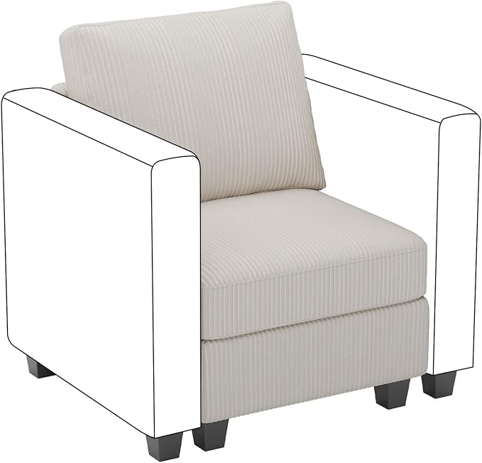 Belffin Corduroy Middle Seat Modular Sectional Couch Module Parts Convertible Modern Sectional Sofa Couch Beige