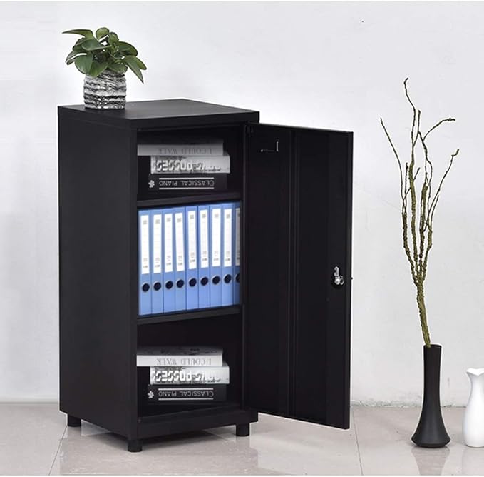 File Cabinet Office File Cabinet Iron Belt Lock File Cabinet White Multi-Function Drawer Locker Black Household Bedside Table Office Filing Cabinet (Color : Gold Size : 1) (Black 1)