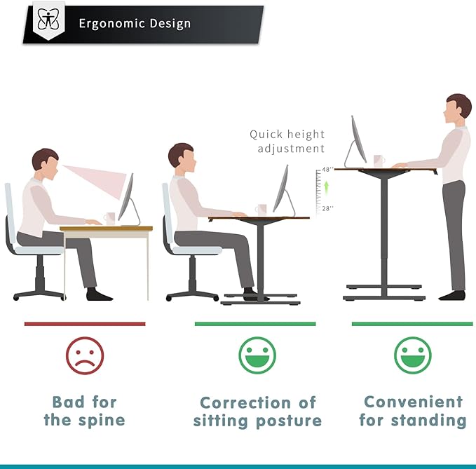 YESHOMY Height Adjustable Electric Standing Desk Memory Home Office Sit Stand up Desk with Phone Holder and USB Charging Port Black Leg/Rustic Brown Top
