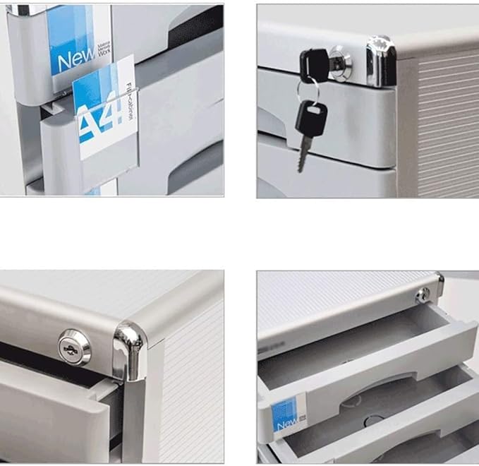 File Cabinet Lockable Data Office Storage Drawer Confidential Desktop Organizer Gray AluminumSilverstandard Size