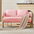 51 Comfy Loveset Sofa Pink Small Teddy Love Seat Sofa Bedroom Mini Couch Living Room Side Chair with Gold Metal Legs for Dressing Area Reception Room Office (Pink)