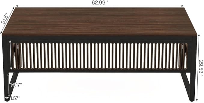 Tribesigns 63-Inch Executive Desk Modern Home Office Desk for Workstation Computer Desk with Sturdy Legs for Home Office (Dark Walnut &amp Black Only Table)