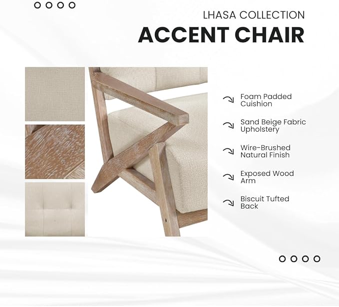 Lexicon Lhasa Fabric Accent Chair Sand Beige