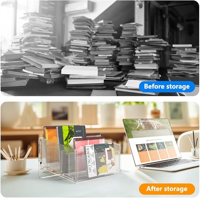 File Sorter Organizer 5 Sections Acrylic Letter Tray for Desk Mail Organizer Letter Holder for Envelopes Mail Electronics 2Pack 2PCS