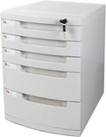 Storage Drawers Desk Storage Unit Organizer Lockable File Cabinet A4 Box for Office 5 Tier Gray Blue White File Cabinet.White