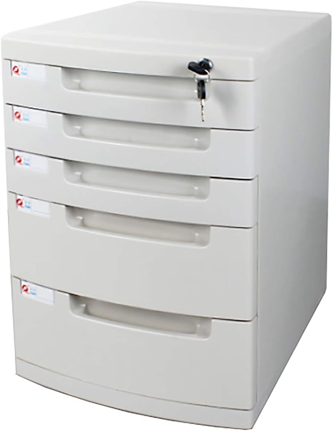 Storage Drawers Desk Storage Unit Organizer Lockable File Cabinet A4 Box for Office 5 Tier Gray Blue White File Cabinet.White
