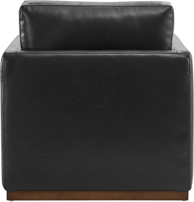 CHITA Swivel Accent Chair Faux Leather FSC Certified Mid Century Modern Arm Chair for Living Room and Bedroom Fully Assembled Black