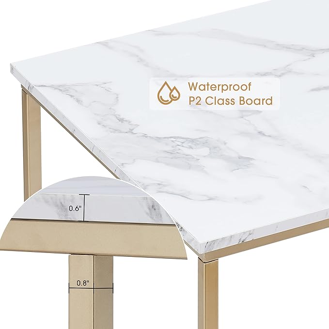 ivinta Computer Desk Home Office Desk with Storage Shelves for Living Room Bedroom Office Whale-ML55 (White and Gold 55)