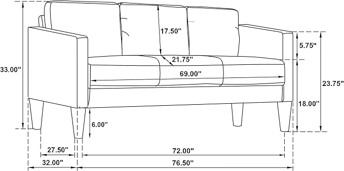Coaster Home Furnishings - Ruth - Fabric - Upholstered Sofa with Slim Track Arms Attached Cushions Angled Legs - Transitional Style - Living Room - 77-Inch - Rust - 511211