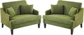 Bezseller Oversized Accent Chairs Set of 2 41'' Wide Seat Comfy Armchair with 2 Pillows Upholstered Big Reading Chair Modern Single Sofa Chair for Living Room Bedroom Apartment Office Green