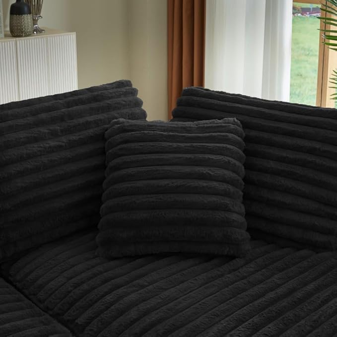 121 inch Curved Modular Sectional Sofa Couch Oversized 2 Pieces Floor Foam Boneless Couches for Living Room Deep Seat Cloud Couch with Right Facing Chaise w/Throw PillowsNo Assembly Required