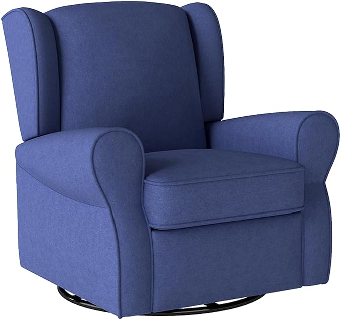 Bonzy Home Swivel Rocker Accent Chair Nursery Glider Rocking Armchair for Adults Single Sofa with Overstuffed Backrest for Living Room BedroomNurseryNavy Blue