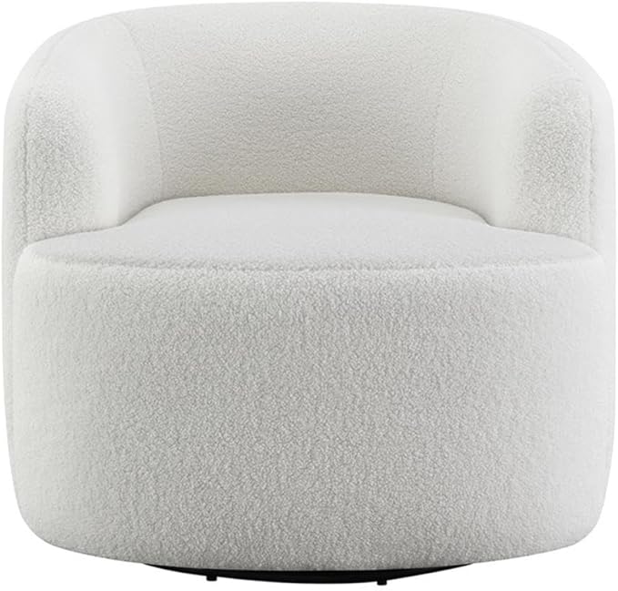 Coaster Home Furnishings - Hudson - Wood - Upholstered Swivel Accent Chair with Barrel-Like Design and Hidden Swivel Mechanism - Living Room - Ivory - 905726