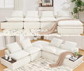 119 Oversized Cloud Modular Chenille Sectional Sofa with 2 Coffee Table Trays 4 Seat Couch Sectional Large Sectional Couches for Living Room White