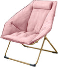 Hexagon Foldable Living Room Chair Saucer Chair for Adults Comfy Bedroom Lounge Chair Moon Chair Lazy Folding Chair for Dorm Rooms(Chair-Pink)