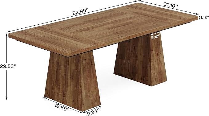 Tribesigns 63-Inch Executive Desk Large Office Computer Desk with Double Pedestal Modern Simple Workstations Writing Table Conference Table Business Furniture for Home Office Light Brown