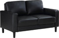 Coaster Home Furnishings - Ruth - Leatherette - Upholstered Loveseat with Track Arms Attached Seats and Backs and Straight Tapered Legs - Living Room - Black - 508362