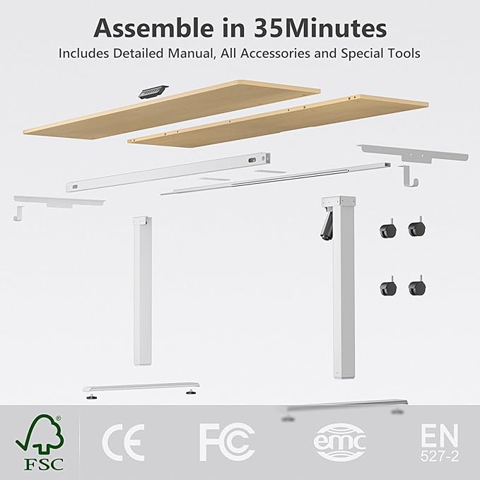 Electric Standing Desk Height Adjustable Desk 63 inch 4 Memory Height Ergonomic Sit Stand up Desk for Home Office Oak 2 Split Boards