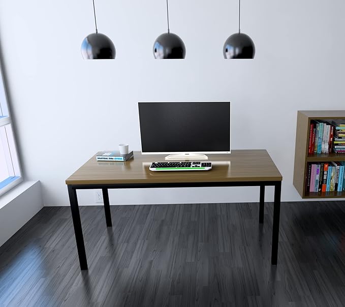 Boardest Computer Table 24x55 Inch DiningTable Computer DeskHome Office Desk Gaming Writing Work from Home Study Table Sturdy Metal Frame Modern SimpleWalnut and Black(24x55 Inches)