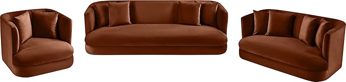 Meridian Furniture 699Cognac-C Alder Collection Modern | Contemporary Chair with Ultra Luxe Cognac Velvet 460 GSM Velvet Solid Wood Frame 38 W x 36 D x 30 H Cognac