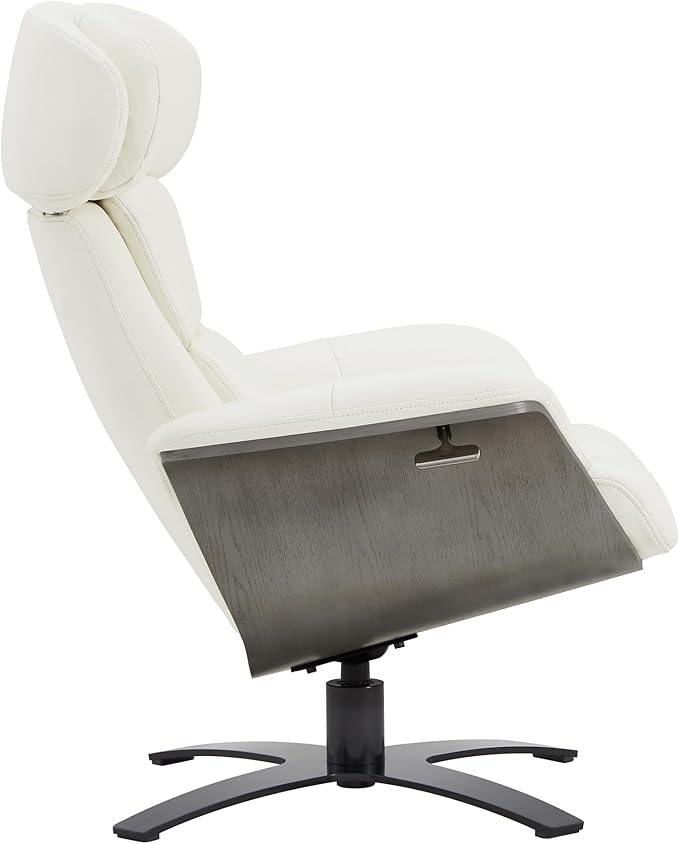 CHITA Genuine Leather Reclining Swivel Chair with Adjustable Headrest and Ottoman for Living Room White