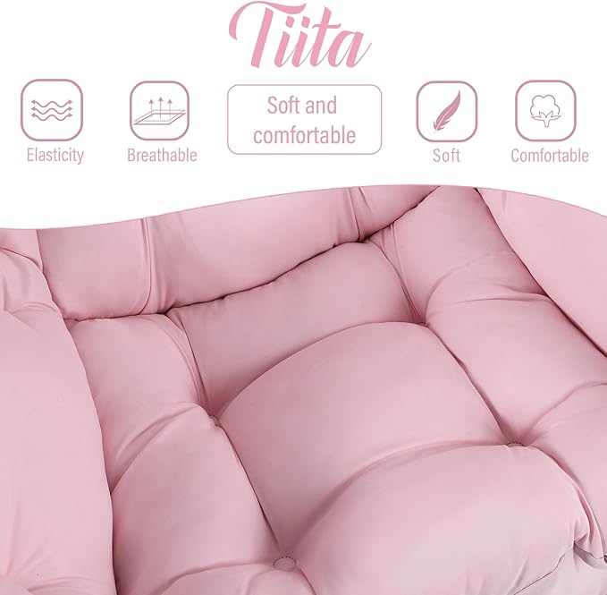 Tiita Lazy Chair with Ottoman Pink Modern Large Accent Chair Comfy Leisure Sofa Armchair with Ottoman Reading Chair with Footrest for Bedroom Living Room Dorm Rooms Pink