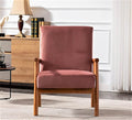 Container Furniture Classic Living Room Mid Century Modern Accent Chair with Unique Open-Framed Arm Design and Solid Wood Frame Velvet Armchair Rose