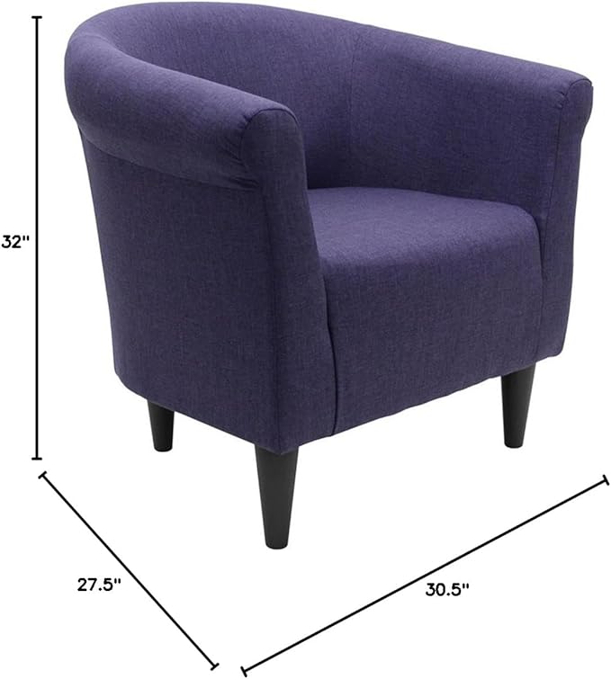 Pemberly Row Traditional Club Chair 32 H x 30.5 W x 27.5 D Fabric and EPS Construction Violet Finish Padded Seat Durable Accent Chair for Living Room Home Office or Bedroom