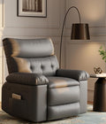 GarveeHome Oversized 27 Recliner Chairs Classic Manual Leather Recliner Home Theater Seating with Lumbar &amp Arms Support for Living Room Bedroom and Nursery - Grey