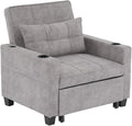 Futon Chair Bed Convertible Sleeper Chair3-in-1 Lazy Chair with USB PortsPull Out Chair Sleeper for Living Room Office Apartment (Tech cloth Light Grey)