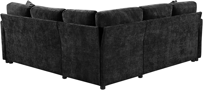 81.9 Sectional Sofa Convertible Pull-Out Sofa Bed Upholstered L-Shaped Sofa Couch with a Sofa Sleeper and a Hidden Storage Compartment for Living Room Apartment (Black-7.2)