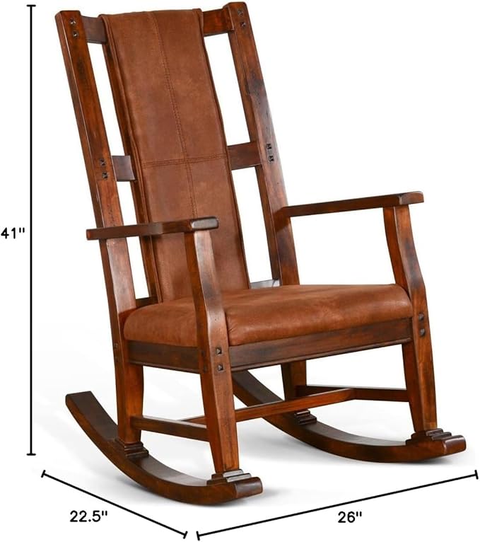 Pemberly Row Wood Rocking Chair Indoor in Chocolate (41 H x 26 W x 22.5 D) for Living Room with Cushion Seat High Back Easy Assembly