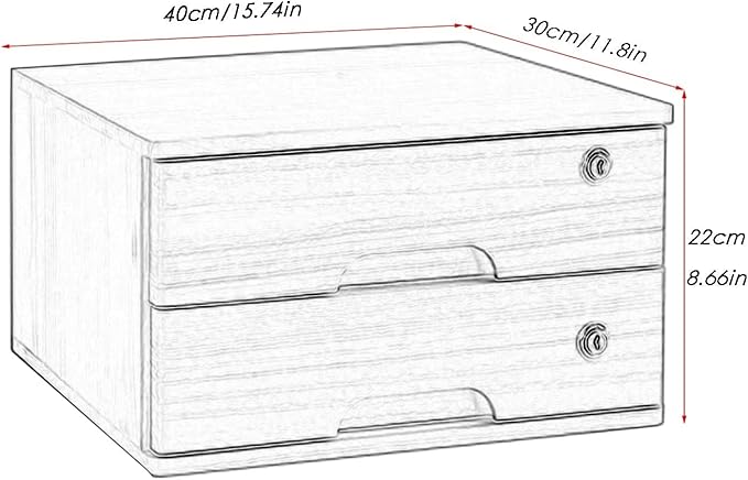 Desktop File Cabinet - Desktop Storage Box With Drawers Lockable File Cabinet Solid Wood Storage Box Drawer Desk Organizer Home Office Desk Drawer Cabinet Drawers Wooden Box (A 2 Drawer)