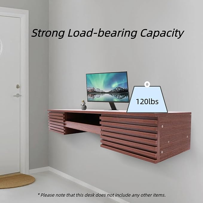 Wall Mounted Desk Floating Office Desk with Drawers Modern Wall Organizer with Pull Out Drawers for Home Office Living Room