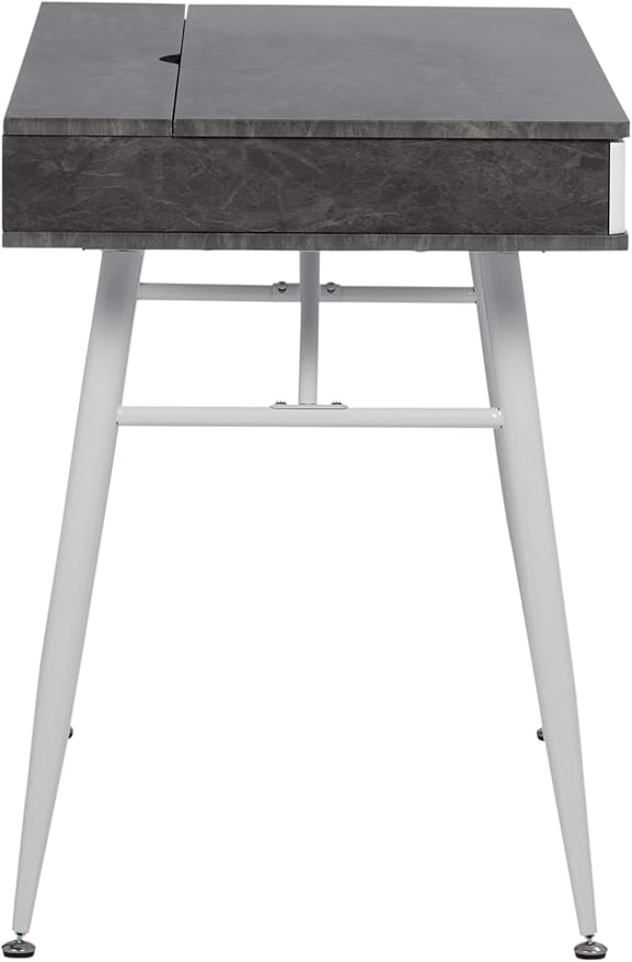 Calico Designs 51252 Alcove Modern Large Split Drawer in White/Cement Gray Desk with Storage