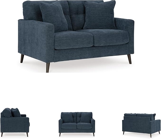 Signature Design by Ashley Bixler Classic Tufted Loveseat with Removable Cushions Blue