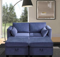 Loveseat with Storage Seats Modular Sectional Small Couch for Small Spaces with Reclining Arms and Backs 2 Seater Couch with 2 Ottoman Mini Sofa Love Seat for BedroomDorm Room Living Room(Blue)