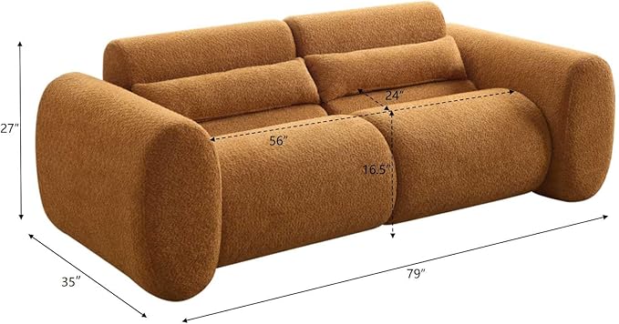 Christopher Knight Home Orri 79 Cozy Boucle Upholstered Cloud Couch 3-Seater Modern Sofa Home Sofa Living Room with Round Arm Sturdy Wooden Frame Lounge Chair Indoor Easy to Assembly Camel