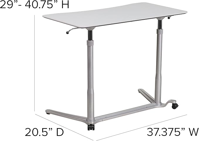 Flash Furniture Merritt Sit-Down Stand-Up Light Gray Computer Ergonomic Desk with 37.375''W Top (Adjustable Range 29'' - 40.75'')