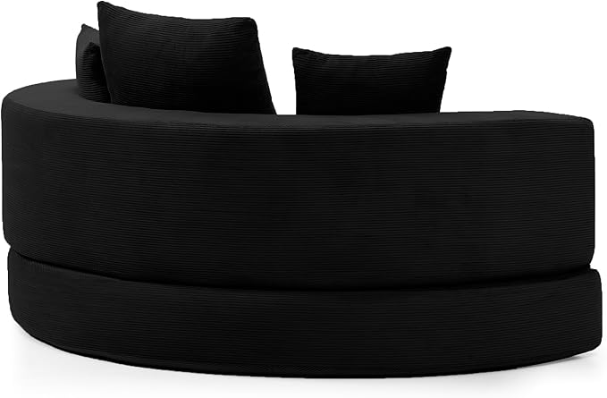 KEIKI 67 Corduroy Convertible Circular Floor Sofa BedMulti-Functional Adjustable Futon Couch for Living Room Bedroom ApartmentNo Assembly