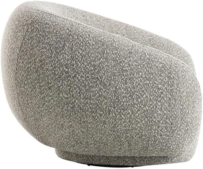 Bowery Hill Fabric Upholstered Swivel Chair 2-Tone Brown Boucle 42W x 40D x 30H Contemporary Accent Chair 360-Degree Swivel Wooden Frame Foam Cushion Modern Living Room or Bedroom Seating
