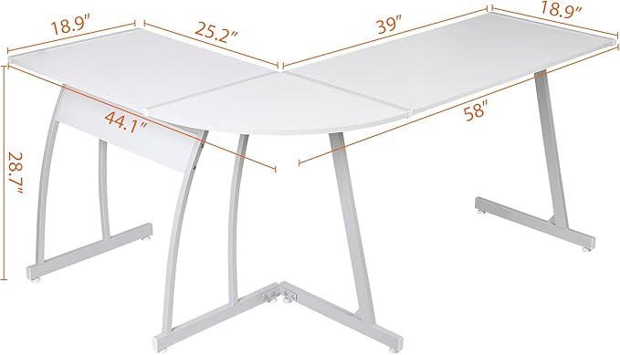 SUPER DEAL L-Shaped Corner Desk Computer Gaming Desk - Modern Home PC Table Office Writing Workstation White