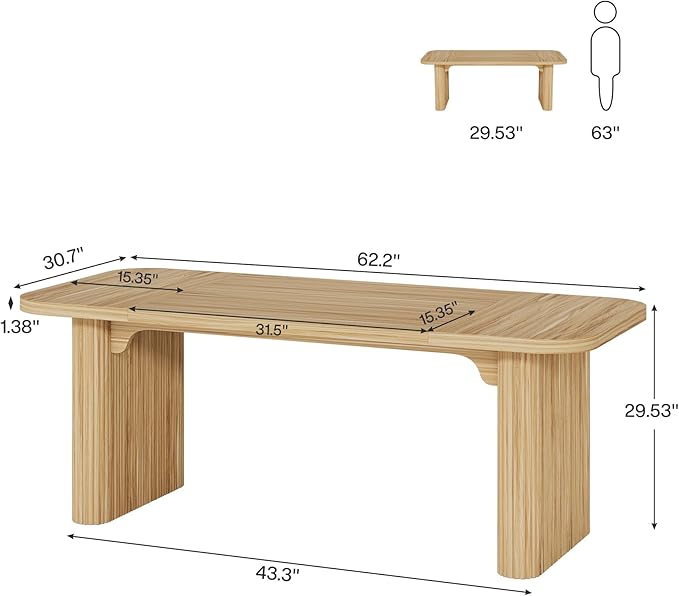 Tribesigns 62-Inch Rectangular Executive Computer Desk Large Modern Wood Writing Table with Double Pedestal for Home Office Easy to Assemble Chair Not Included (Maple)