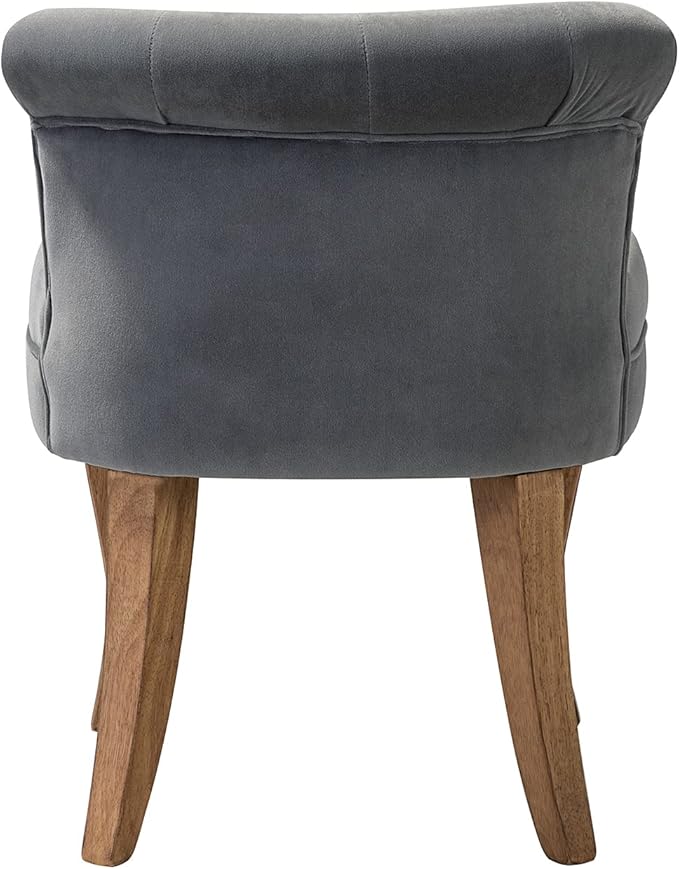 Modern Velvet Vanity Chair with with Solid Wood Legs Upholstered Vanity Stool with Low Back Small Makeup Chair Home Decor for Bedroom Living Room Dressing Table Women Girls