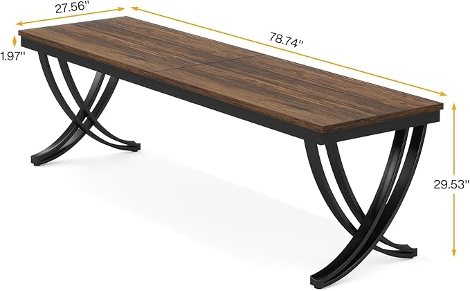 LITTLE TREE 2 Person Computer Desk 78.7-Inch Extra Long Large Office Desk for Home Office Shared Executive Desk for Two with Spacious Work Surface Rustic Brown and Black