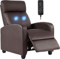 FDW Recliner Chair Massage Chair Reading Chair Reclining Sofa Home Theater Seating with Lumbar Support Massage and Padded Backrest for Living Room and Bedroom (Leather Brown)