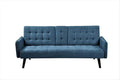 Leno 72 Sleeper Sofa Bed - Convertible Folding Backrest to Full Bed with Cup Holder &amp Drop-Down Table - Space Saving Linen Sofa for Small Spaces - Easy Assembly Blue