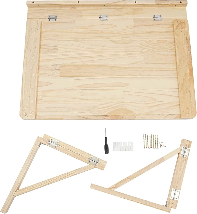 Wall Mounted Folding Table - 31.5 Pine Wood Drop Leaf Desk Space-Saving Wall Desk for Small Spaces Rustic Floating Shelf for Small Spaces Kitchen Laundry Room Home Office Wood Color